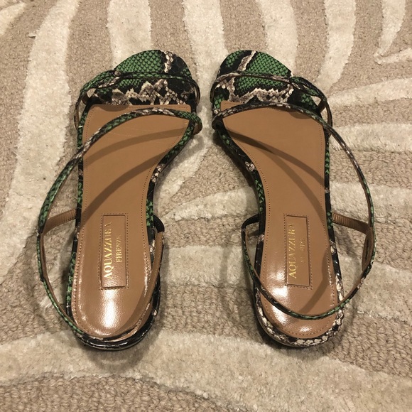 Aquazzura Serpentine Sandal in Jungle Green - Picture 3 of 5